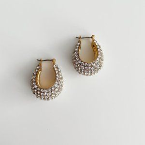 J. Crew Pavé Crystal Hoop Earrings (Crystal)